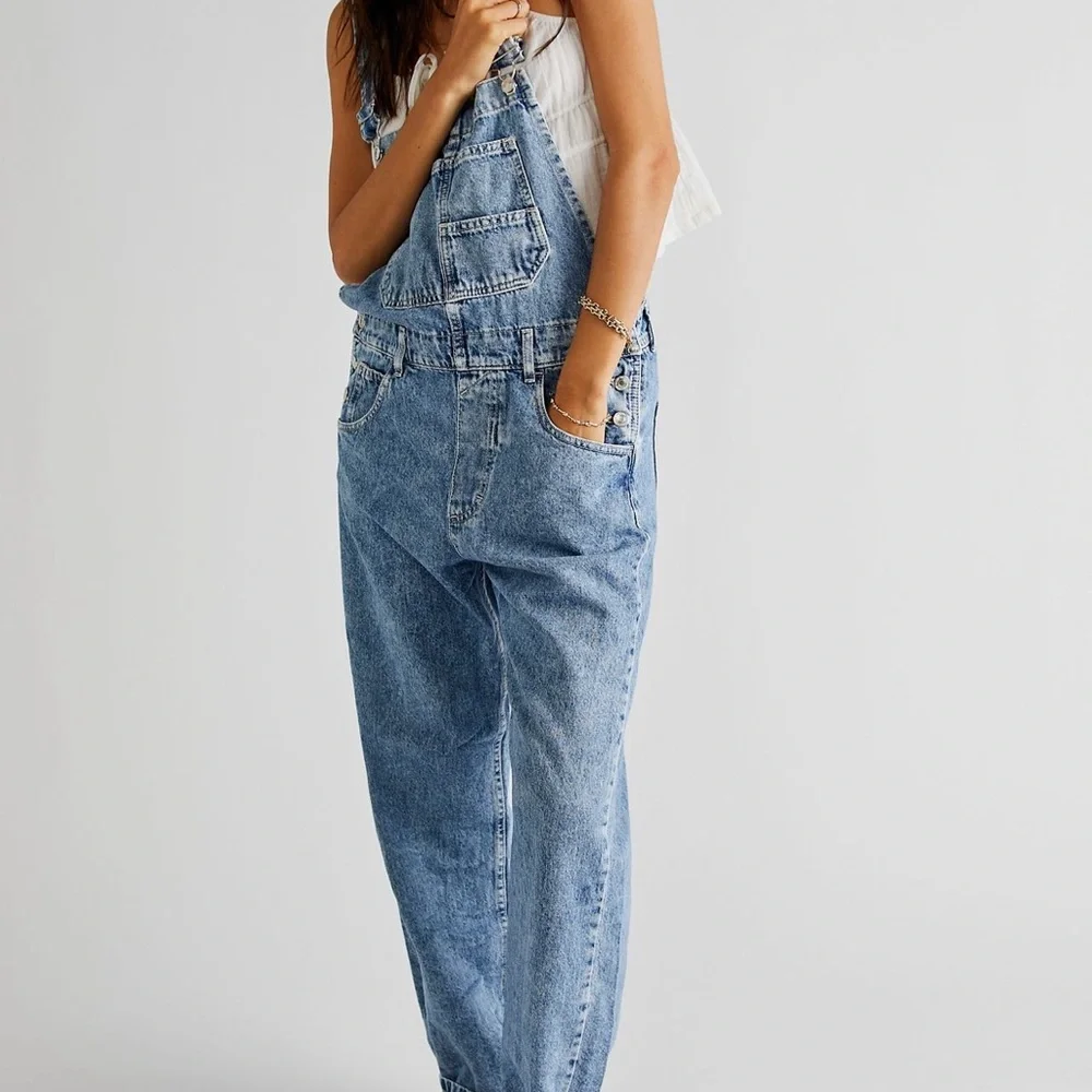 Free People Striped Denim Overalls - Picture 6 of 11
